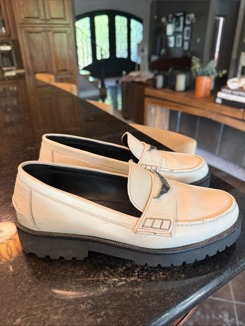 Zadig & Voltaire Women’s Cream Leather Lug-Sole Loafers
